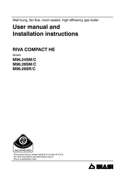 User manual and Installation instructions - Biasi