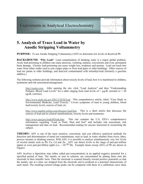 5. Analysis of Trace Lead in Water by Anodic Stripping Voltammetry ...