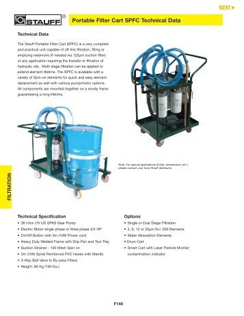 Portable Filter Cart SPFC Technical Data - Home