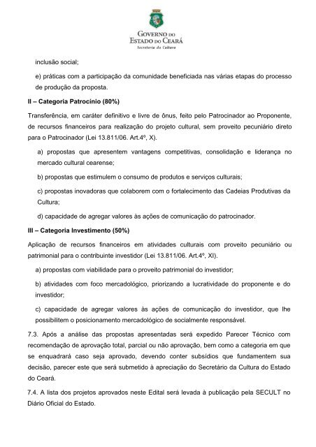 Edital Mecenas - Secretaria da Cultura do Estado do CearÃ¡ - Secult