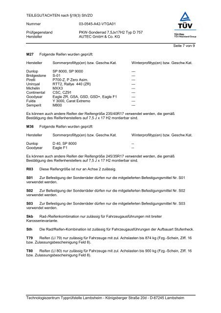 ABE + Teilegutachten D 757 - AUTEC GmbH & Co. KG