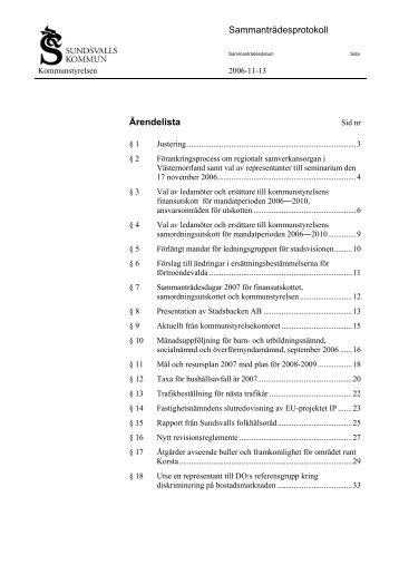 SammantrÃ¤desprotokoll Ãrendelista - Sundsvall