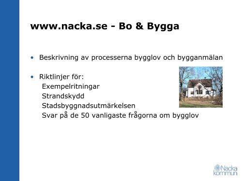 Byggprocessen i Nacka, översiktlig presentation