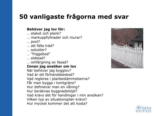 Byggprocessen i Nacka, översiktlig presentation