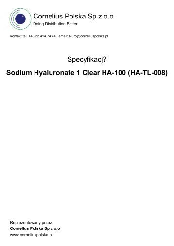 Sodium Hyaluronate 1 Clear HA-100 (HA-TL-008) - Cornelius ...