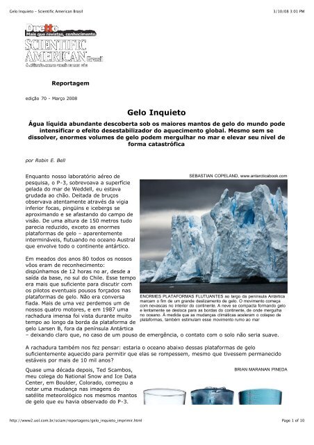 Gelo Inquieto - Scientific American Brasil - Amigos da Terra Brasil