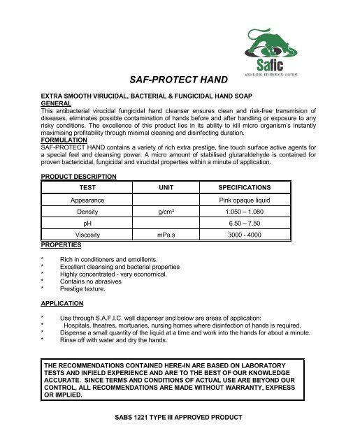 SAF PROTECT HAND - Kaap Agri