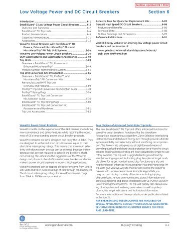 Low Voltage Power and DC Circuit Breakers - GE Industrial Systems