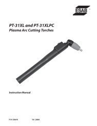 PT-31XL and PT-31XLPC Plasma Arc Cutting Torches