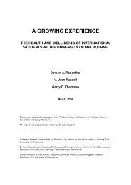 a growing experience - Student Services - University of Melbourne