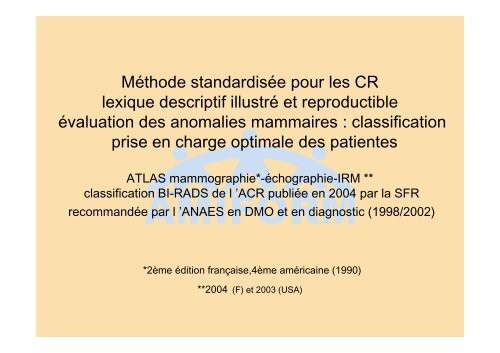 Score BI-RADS de l'ACR et CAT