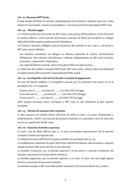1 MODELLO CONTRATTO PRESTAZIONE SERVIZI DI ... - Biclazio.it