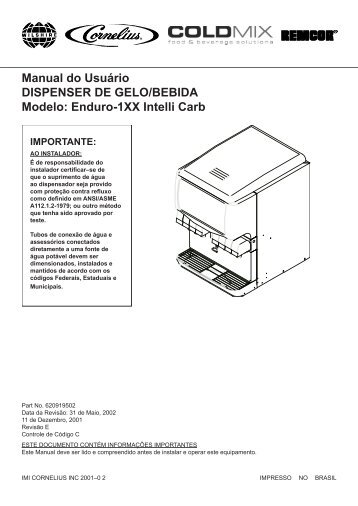 Manual do Usuário DISPENSER DE GELO/BEBIDA Modelo - ColdMix