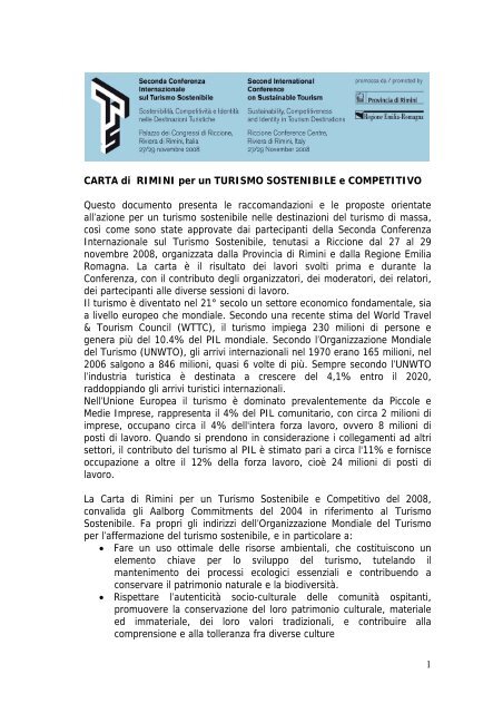 La Seconda Carta di Rimini - Provincia di Rimini