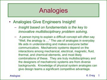 Analogies: Electrical - Mechanical - Mechatronics