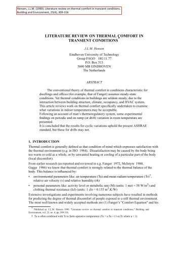 literature review on thermal comfort in transient conditions