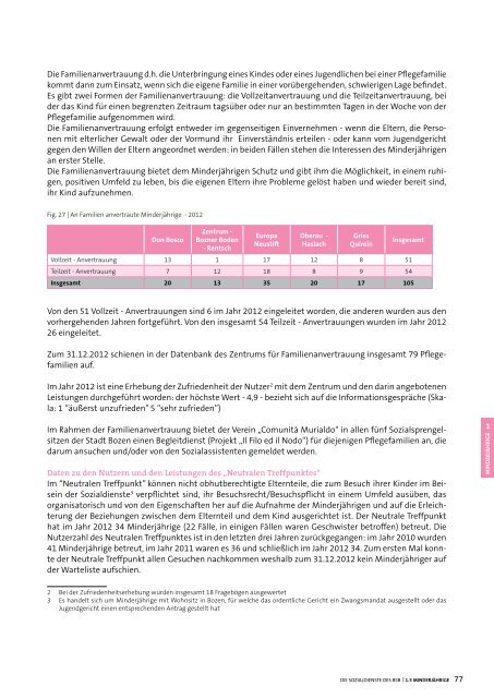 Sozialbericht 2012 - Betrieb fÃ¼r Sozialdienste Bozen