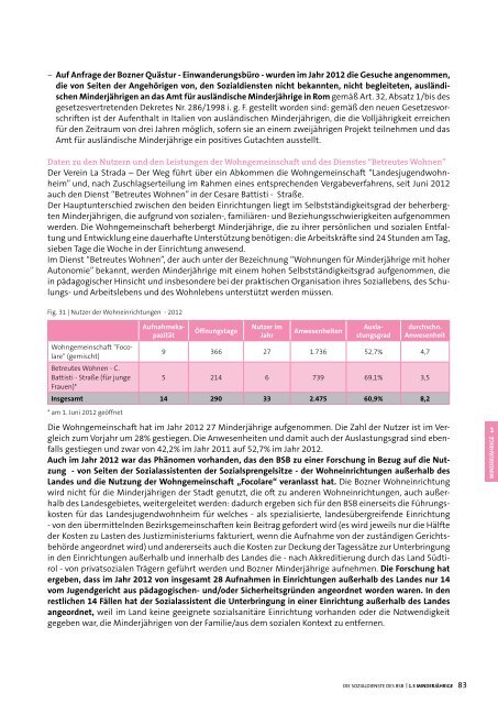 Sozialbericht 2012 - Betrieb fÃ¼r Sozialdienste Bozen