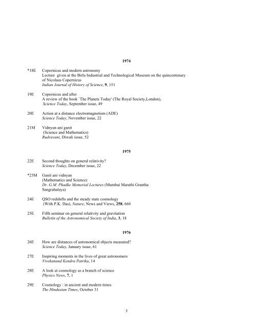 Jayant V. Narlikar LIST OF PUBLICATIONS â II - iucaa