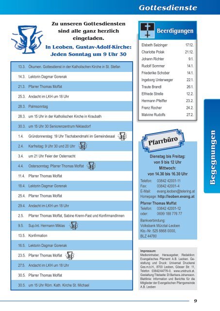 B e g e g n u ng e n - Evangelische Pfarrgemeinde Leoben