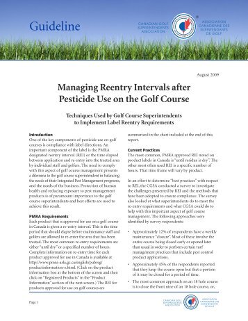 Reentry Intervals after Pesticide Use on the Golf Course