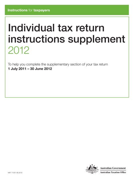 Individual tax return instructions supplement 2012 - Australian ...