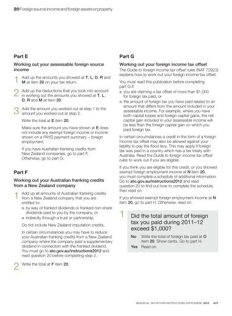 Individual tax return instructions supplement 2012 - Australian ...