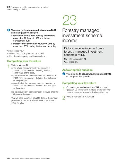 Individual tax return instructions supplement 2012 - Australian ...