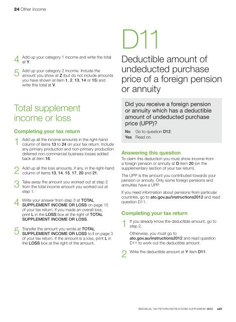 Individual tax return instructions supplement 2012 - Australian ...