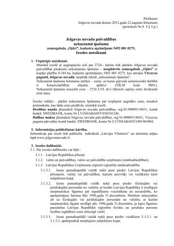 Jelgavas novada paÅ¡valdÄ«bas nekustamÄ Ä«paÅ¡uma Izsoles noteikumi