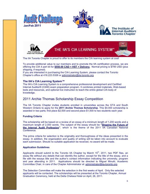Jan & Feb 2011 Audit Challenge Newsletter - The Institute of Internal ...