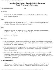 Homalco Framework Agreement - BC Treaty Commission