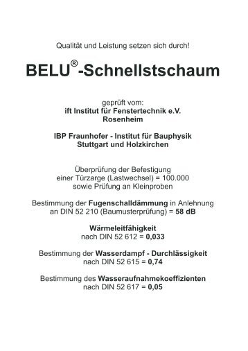 BELU -Schnellstschaum - von BELU Vermarktungs GmbH
