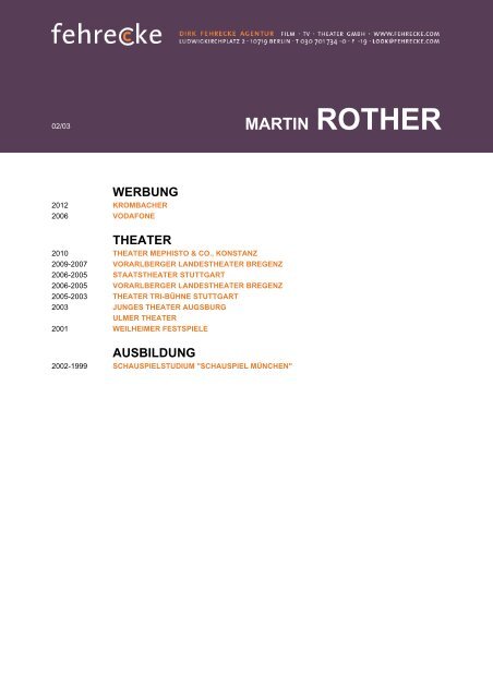 MARTIN ROTHER - Fehrecke