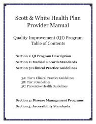 Quality Improvement Program - Scott & White Health Plan