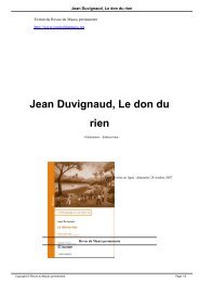 Jean Duvignaud, Le don du rien - Revue du MAUSS permanente