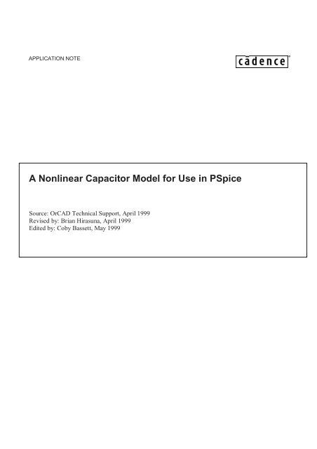 A Nonlinear Capacitor Model for Use in PSpice - Cadence ...