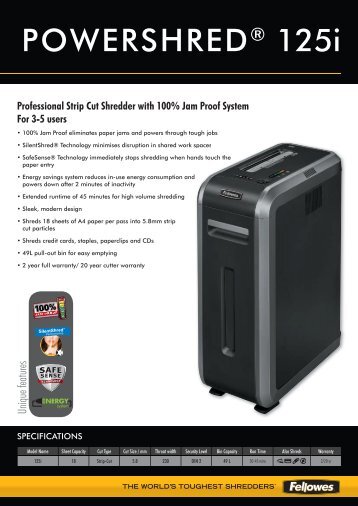 Fellowes 125i + 125Ci PDF - ShreddingMachines.co.uk