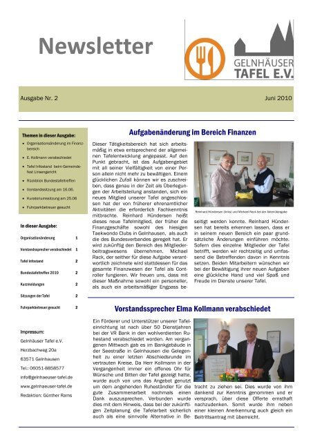 Newsletter Gelnhauser Tafel E V
