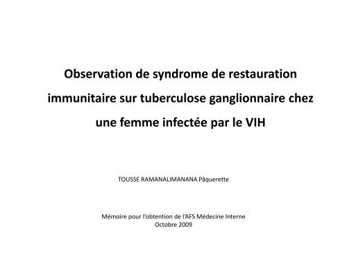 Observation de syndrome de restauration immunitaire sur ...