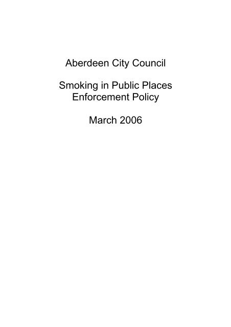 Smoking Enforcement Policy - Aberdeen City Council