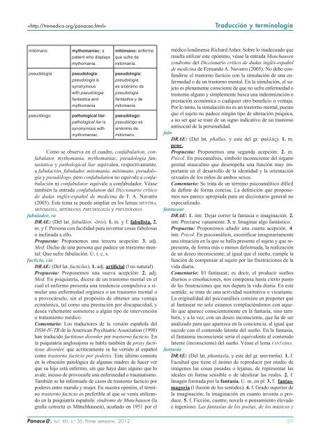 Panace@ - Revista de Medicina, Lenguaje y TraducciÃ³n - TremÃ©dica