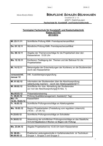 berufliche schulen gelnhausen - Kunststoff- und Kautschuktechnik in ...