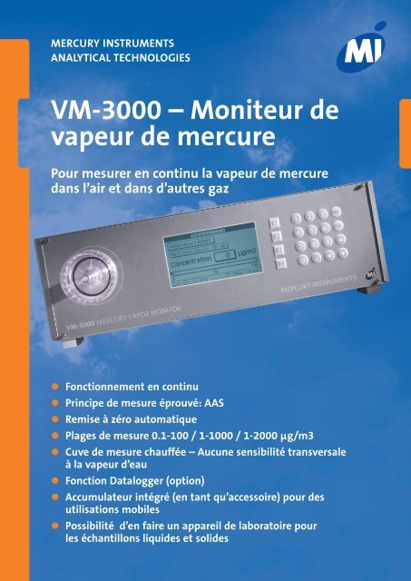 VM-3000 – Moniteur de vapeur de mercure - Mercury Instruments