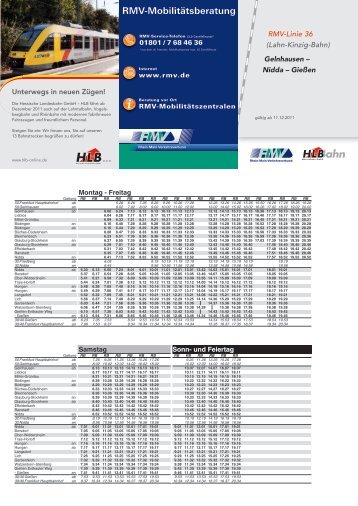 RMV-Linie 36 (Lahn-Kinzig-Bahn) Gelnhausen – Nidda – Gießen ...