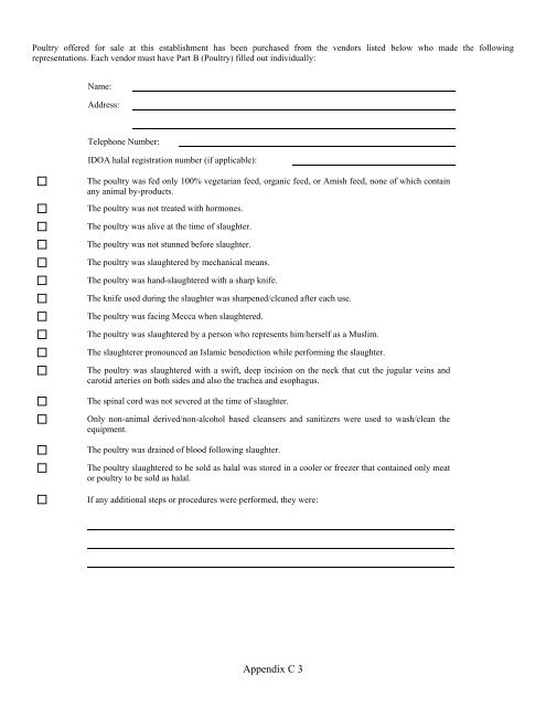 Halal Registration Form - Illinois Department of Agriculture