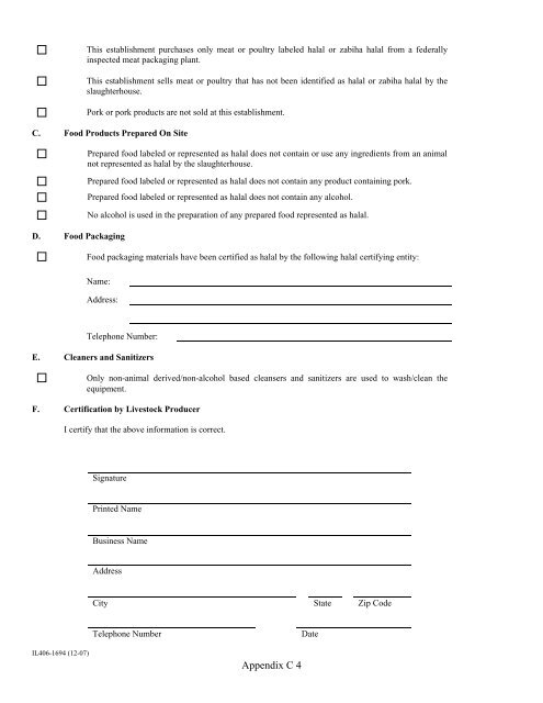 Halal Registration Form - Illinois Department of Agriculture