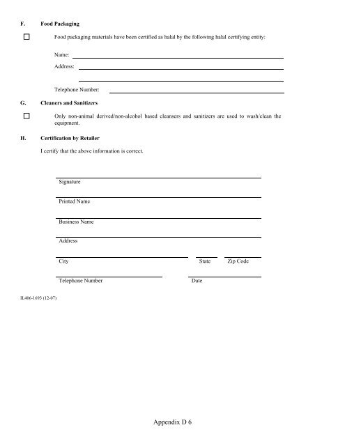 Halal Registration Form - Illinois Department of Agriculture