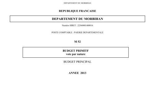 Voir le budget 2013 - Conseil gÃ©nÃ©ral du Morbihan
