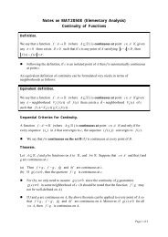 Notes on MAT2050E (Elementary Analysis) Continuity of Functions